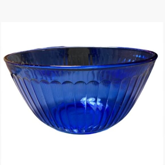 Pyrex Fluted Glass Nesting Mixing Bowls in Cobalt Vintage EUC Like New - Picture 4 of 11